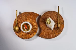 Seasonal fine dining dish served at Zaranda restaurant in Palma, Mallorca, showcasing Michelin-level contemporary cuisine.