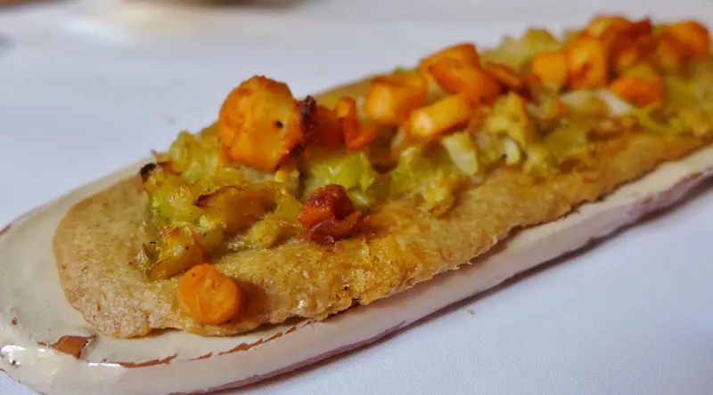 Seasonal Mallorcan dish served at Ca Na Toneta in Caimari, highlighting contemporary island cuisine based on local produce