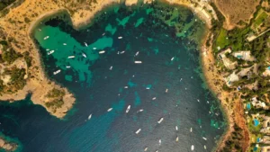 Where to stay in Ibiza - aerial view of the harbor