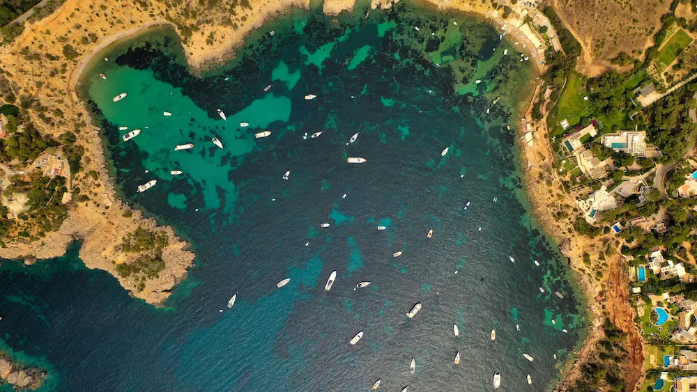 Where to stay in Ibiza - aerial view of the harbor
